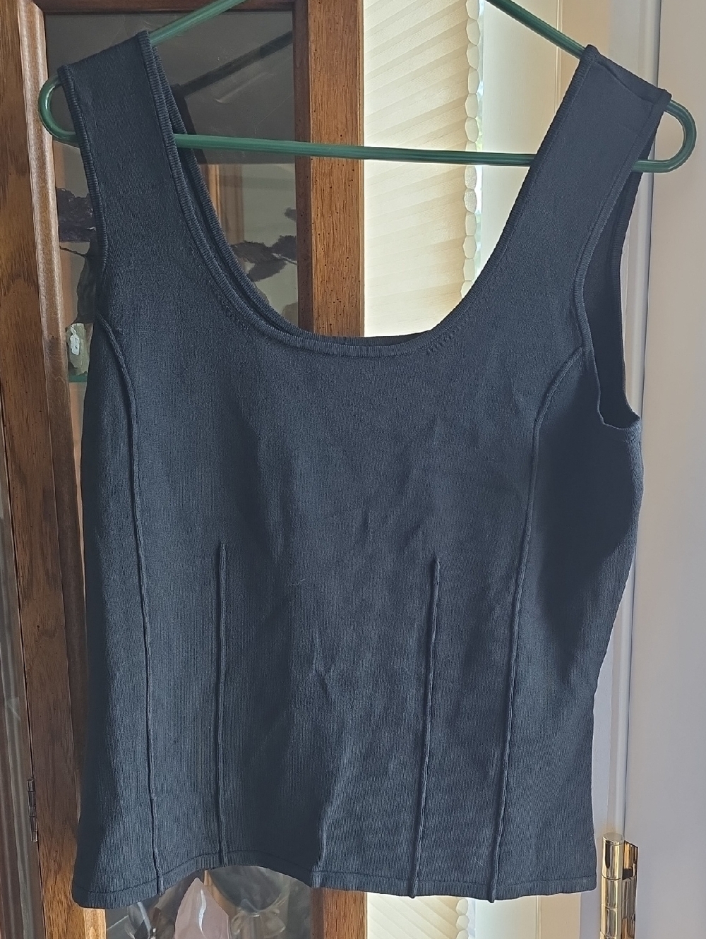 Doncaster Black Ribbed Scoop Neck Tank